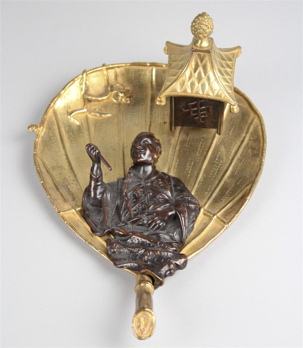 A JAPONAISERIE BRONZE MOUNTED BRASS