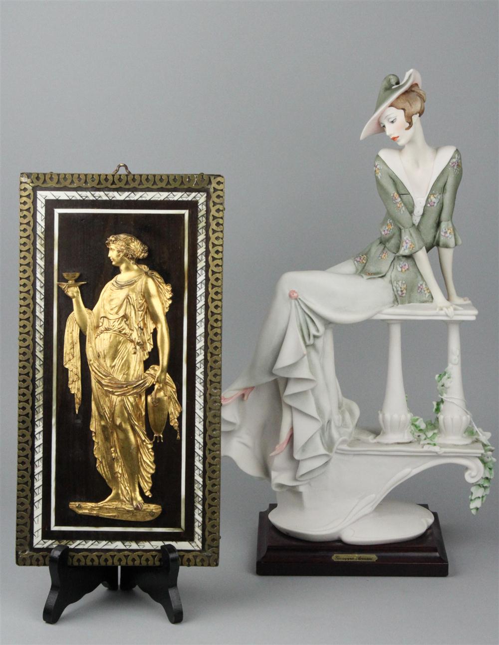 GILDED BRONZE FIGURAL PLAQUE OF CLASSICAL