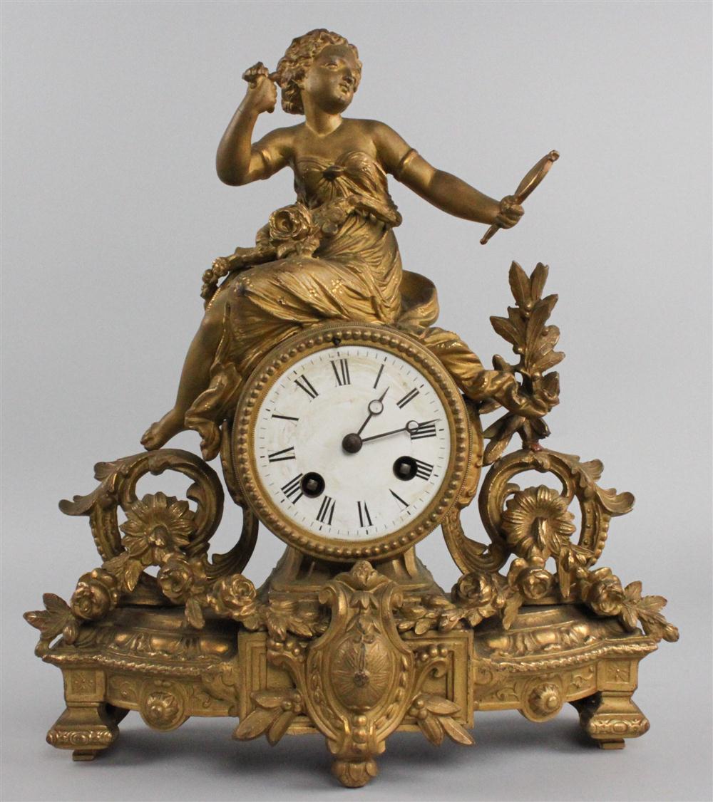 LOUIS XVI STYLE GILT METAL CLOCK  14648e