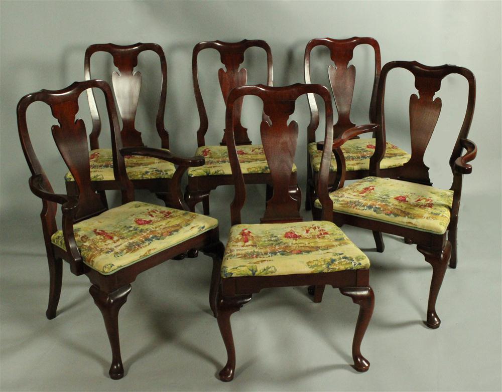 SET OF SIX QUEEN ANNE MAHOGANY STYLE