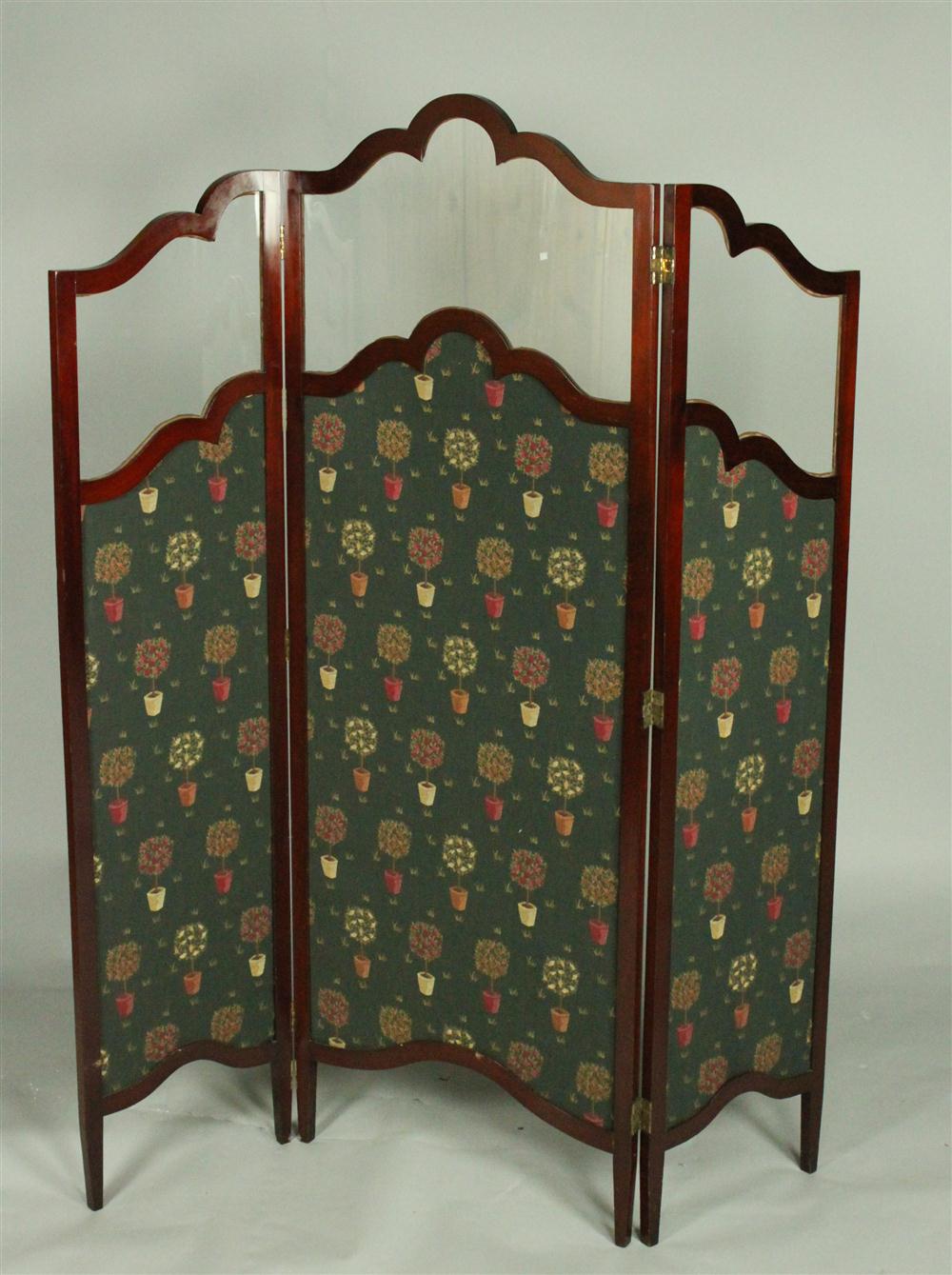 THREE PANEL MAHOGANY FOLDING SCREEN 1464b3