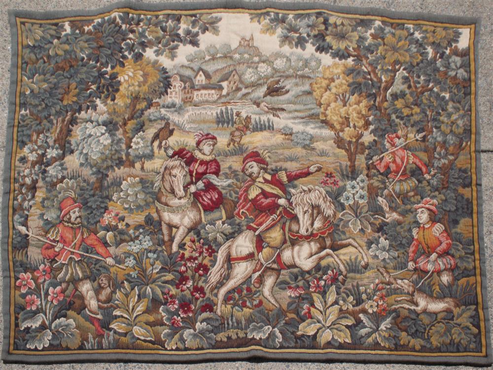 AUBUSSON WOOL TAPESTRY scene of 1464bf