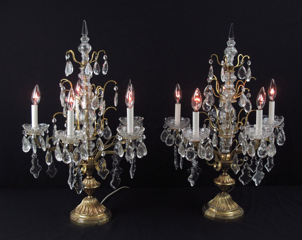 PAIR TABLE TOP CHANDELIER LAMPS  14650d