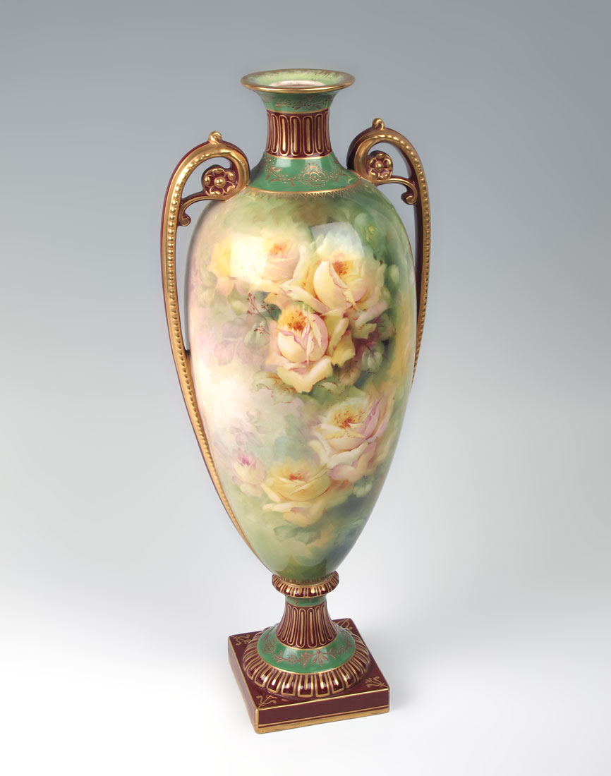 ROYAL BONN HAND PAINTED VASE: 19 tall.