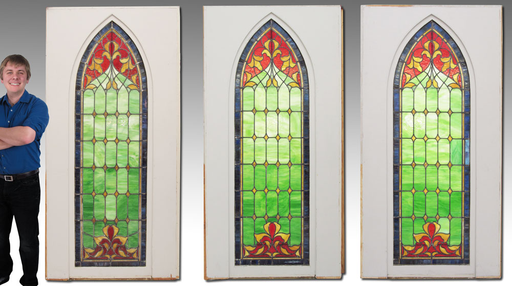 3 FRAMED ARCHITECTURAL STAINED GLASS