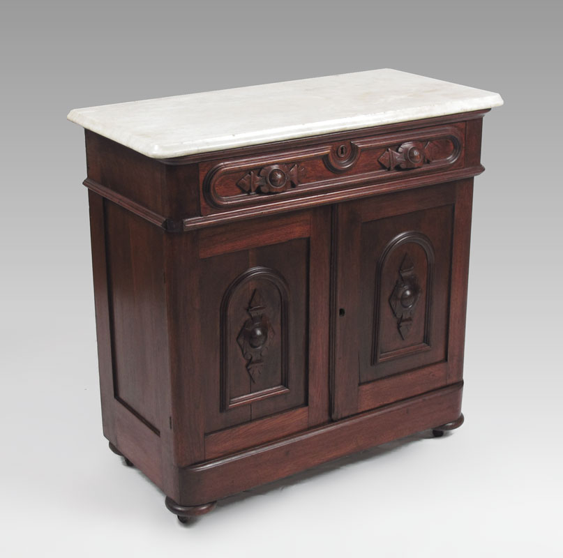 VICTORIAN MARBLE TOP COMMODE: Single