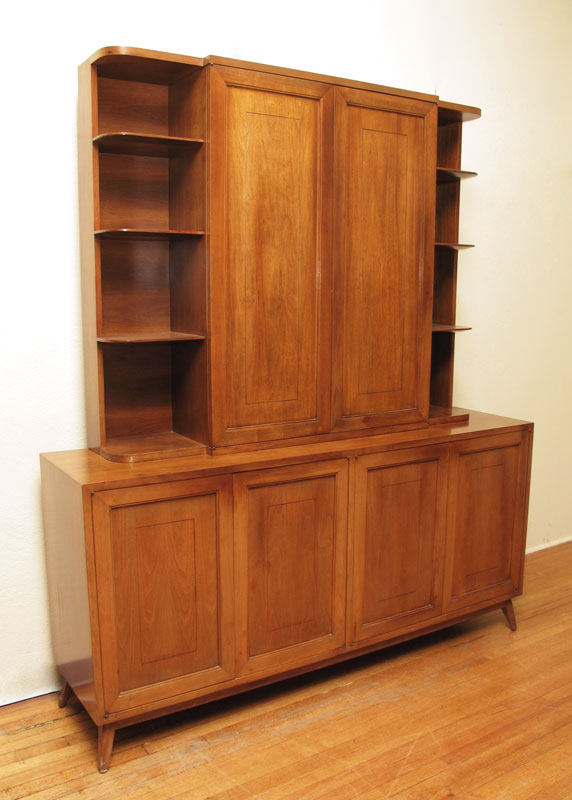 MID CENTURY WALNUT CHINA CABINET 14656c