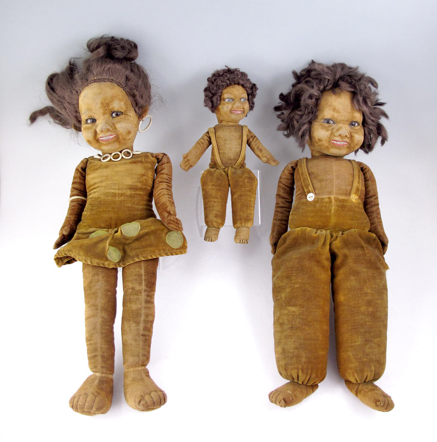 3 NORA WELLINGS FELT DOLLS: Two of the