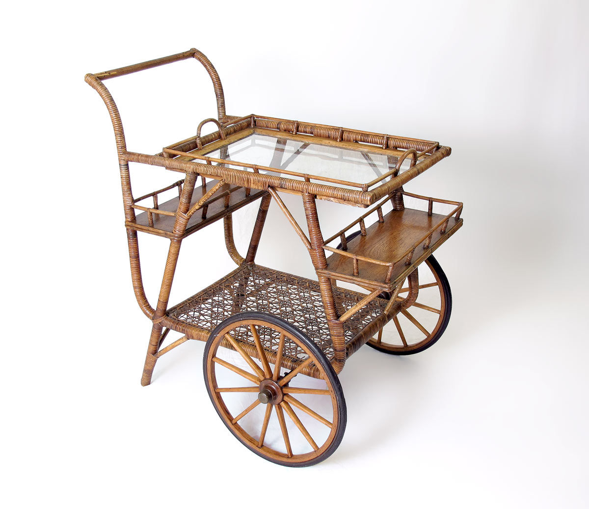 SPLIT CANE TEA WAGON: Removable