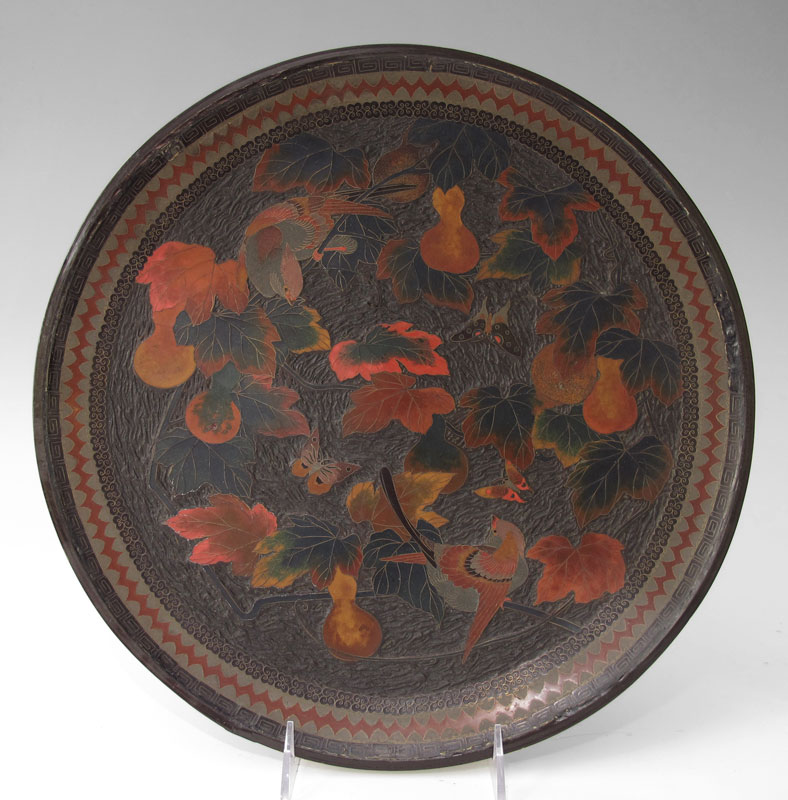 TOTAI TREE BARK CLOISONNE CHARGER  1465a1