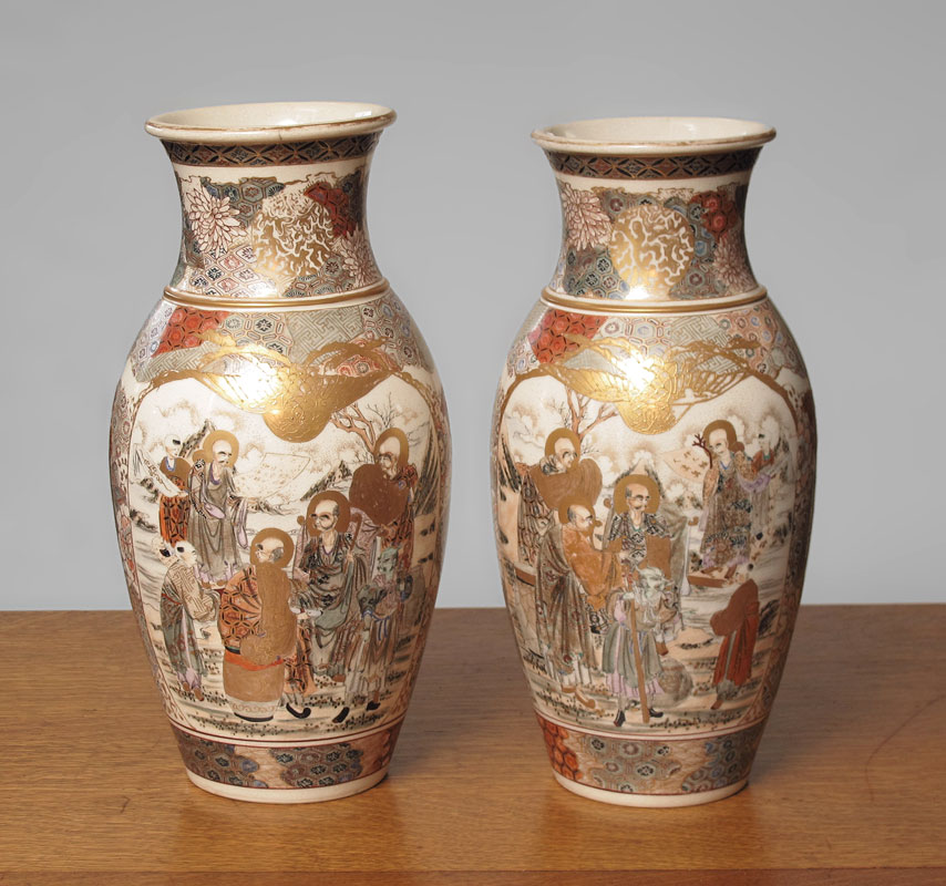 PAIR OF JAPANESE SATSUMA VASES  1465aa