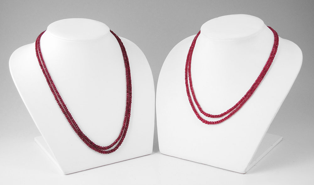 TWO FACETED RUBY BEAD NECKLACES  1465c6