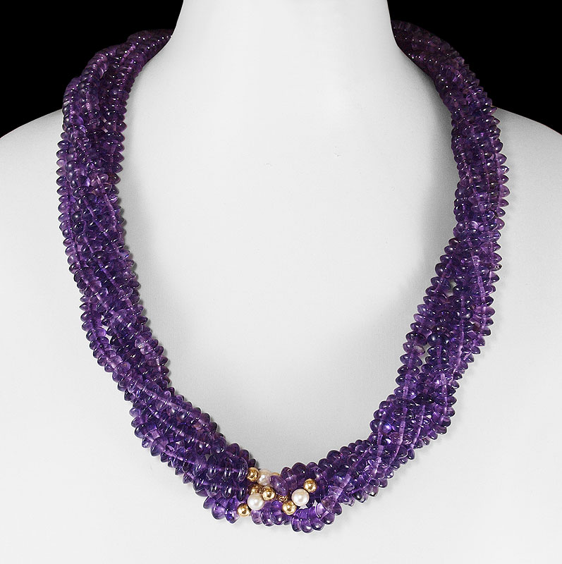 450 CT AMETHYST BEAD NECKLACE  1465cb