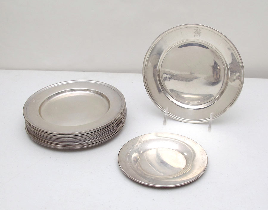 12 ALVIN STERLING BREAD PLATES: