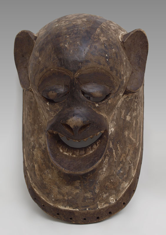 CARVED AFRICAN BAULE MONKEY MASK 14664c