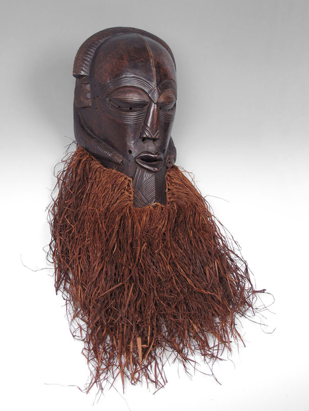 AFRICAN CARVED GRASS BEARDED MASK  146664