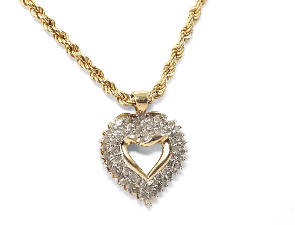 DIAMOND HEART NECKLACE 10K yellow 146683