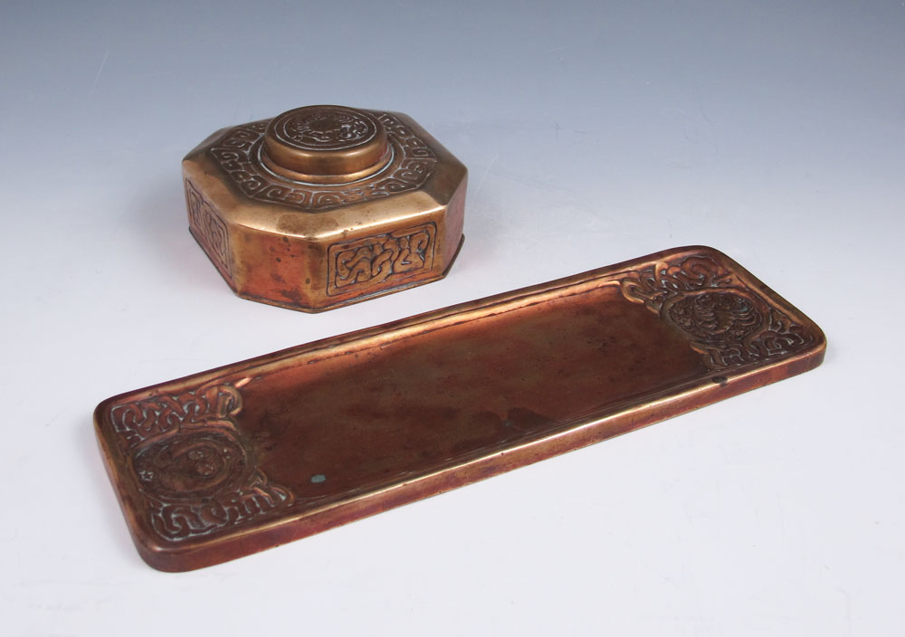 TIFFANY STUDIOS ZODIAC BRONZE INKWELL 1466d5