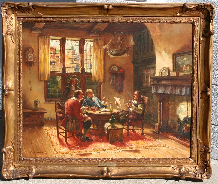 LARGE DUTCH INTERIOR SCENE WITH PIPE