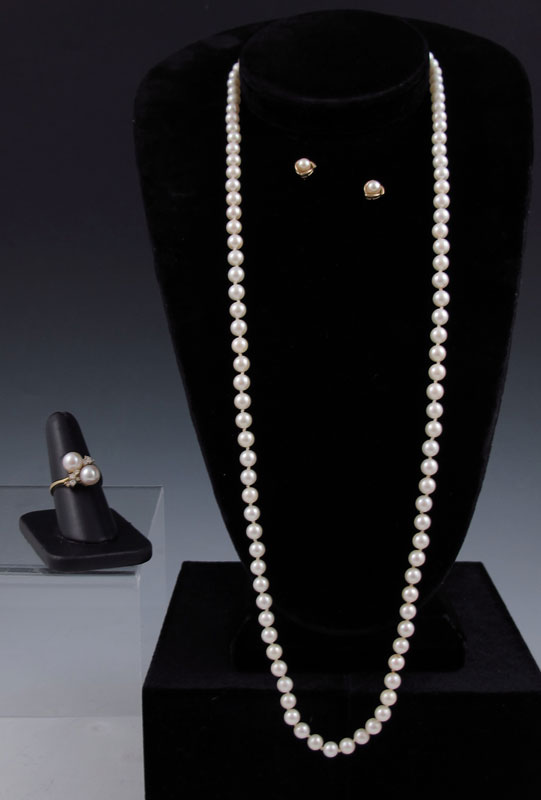 ESTATE PEARL NECKLACE EARRINGS 146775