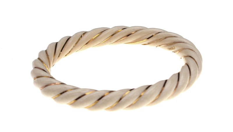 IVORY BANGLE BRACELET Spiral carved 14679c