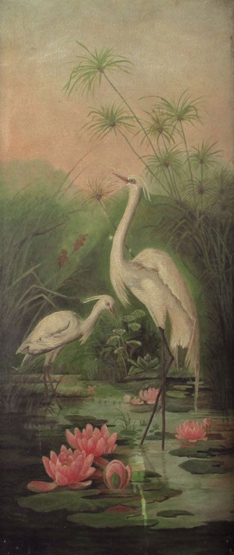 HERONS IN FLORIDA LILY POND LANDSCAPE 1467c3