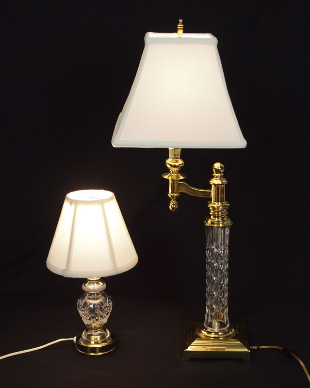 2 WATERFORD CRYSTAL AND BRASS LAMPS  1467fb