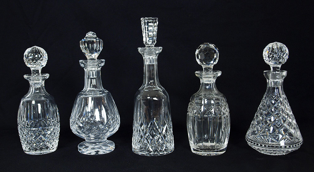 LOT OF 5 WATERFORD CRYSTAL DECANTERS  1467f5