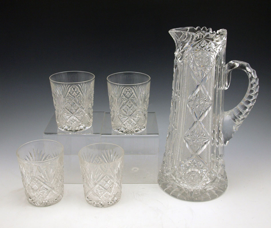 AMERICAN BRILLIANT CUT GLASS PITCHER 1467fe