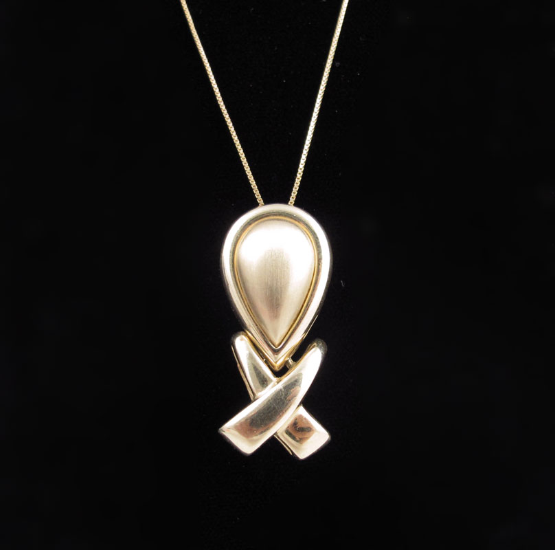 14K GOLD PENDANT AND CHAIN: 14K