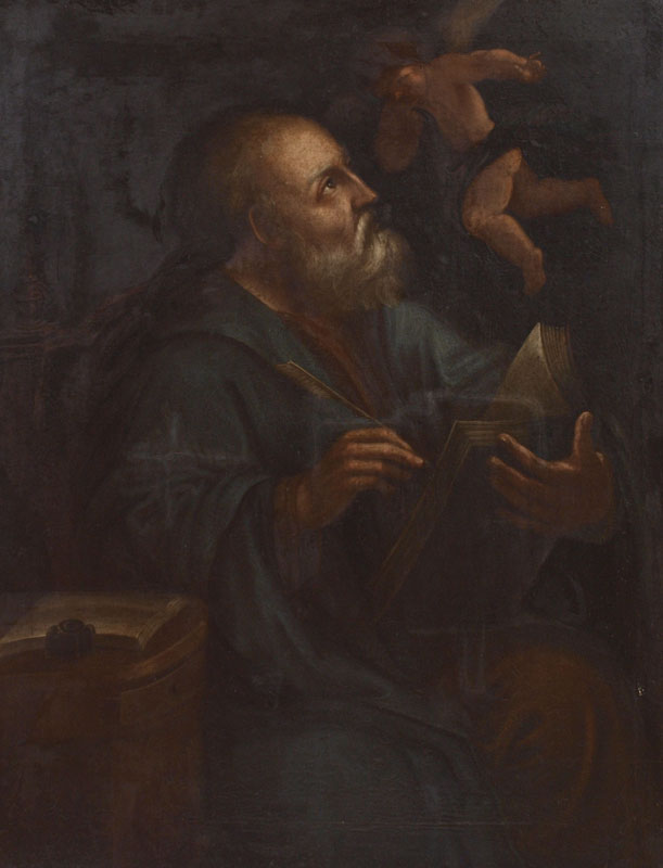EARLY RELIGIOUS PAINTING ST MATTHEW