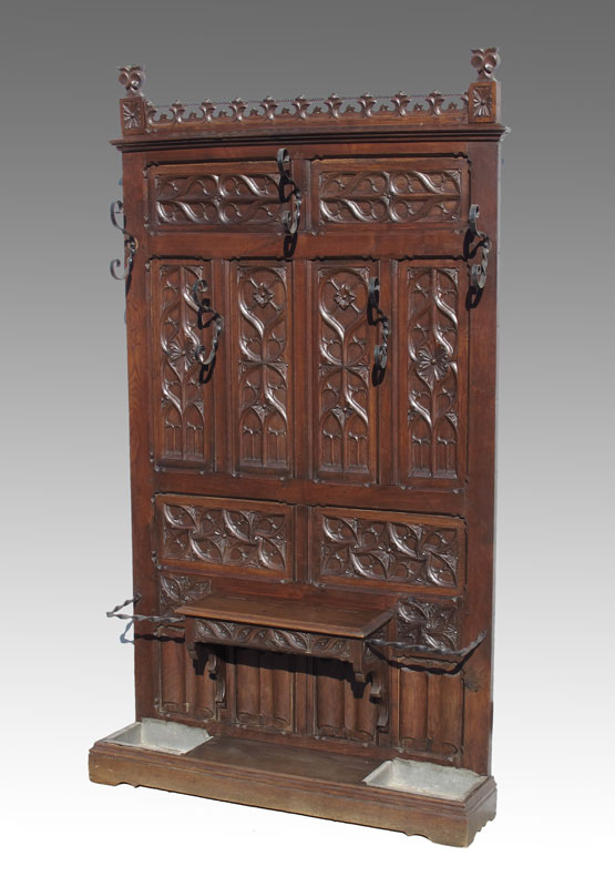 HEAVILY CARVED VICTORIAN OAK HALL 14686e