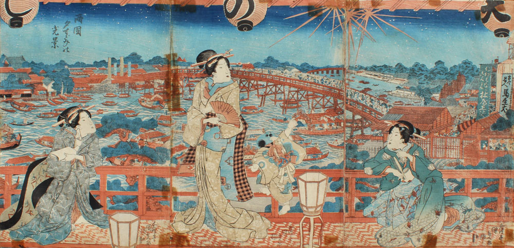 KUNISADA JAPANESE WOODBLOCK TRIPTYCH  146879