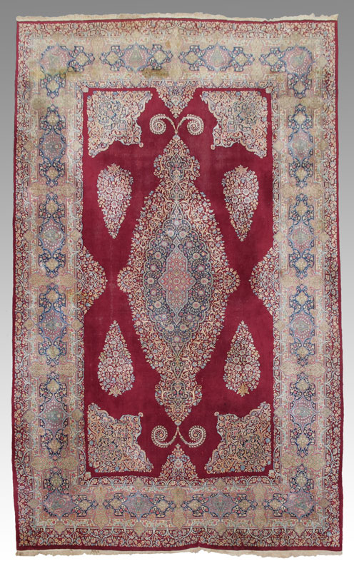 OLD PERSIAN KERMAN HAND KNOTTED 14688d
