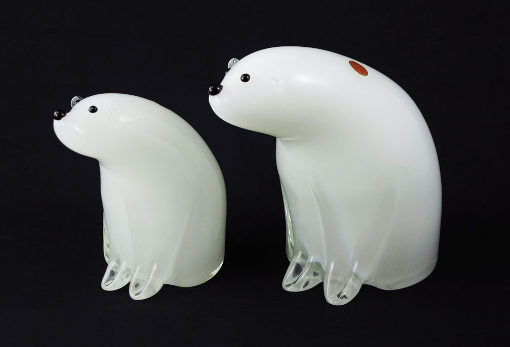 MURANO GLASS POLAR BEAR FIGURINES  1468c9