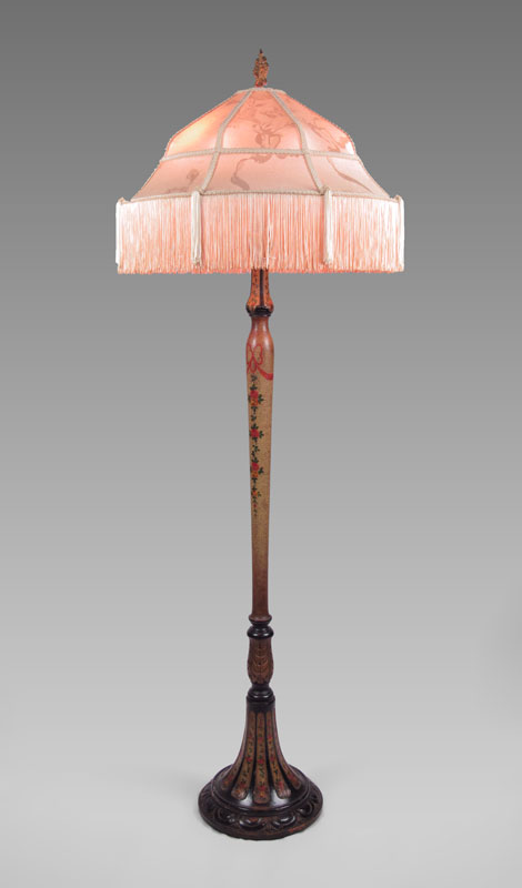 VINTAGE PAINT DECORATED FLOOR LAMP: