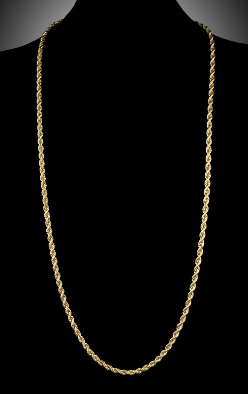 14K GOLD ROPE CHAIN: 14K yellow gold