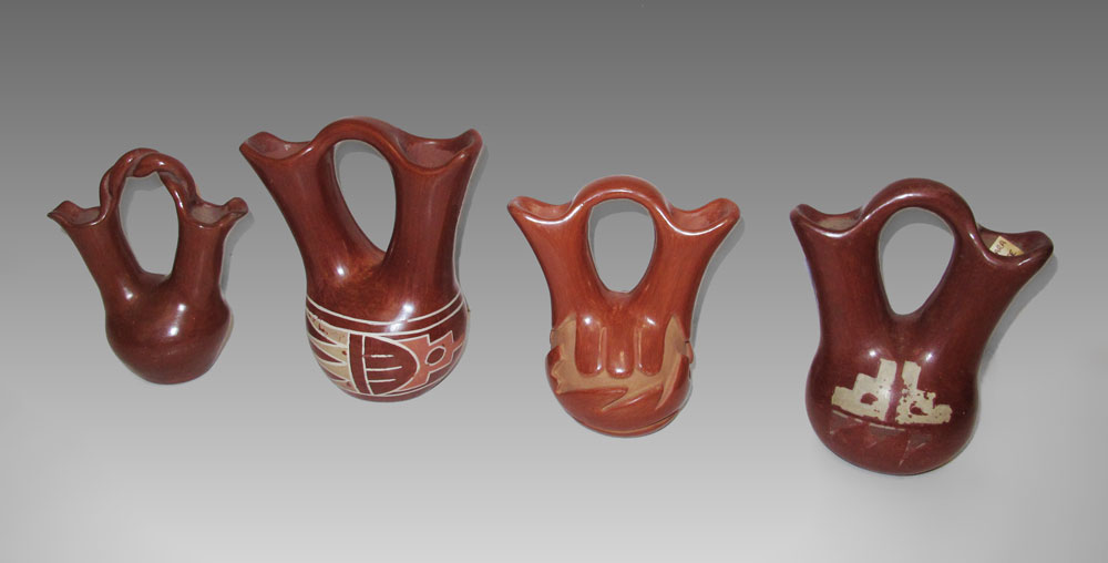 4 PIECE SANTA CLARA POTTERY RED WEDDING