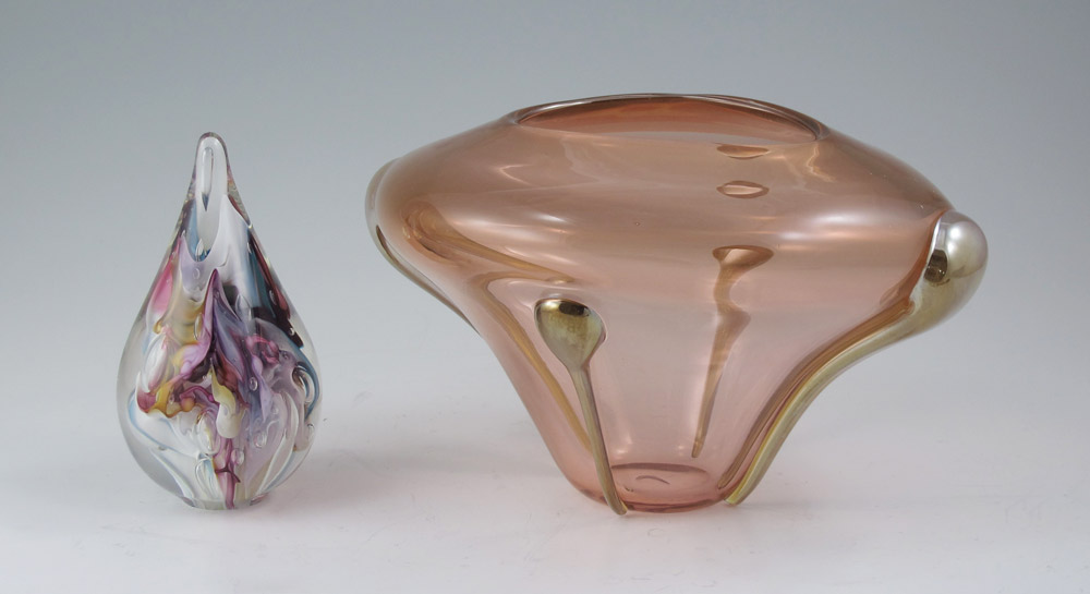 ART GLASS VASE and PAPERWEIGHT:
