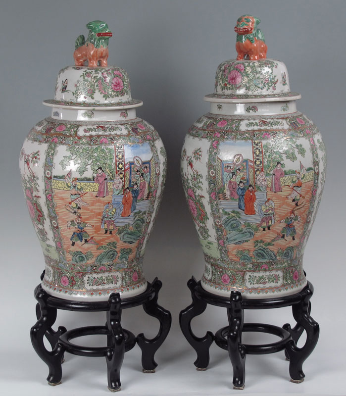 PAIR LARGE CHINESE COVERED JARS 1469a4