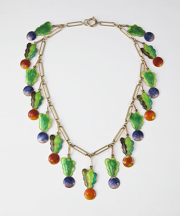 VERMEIL SILVER AND ENAMELED NECKLACE: