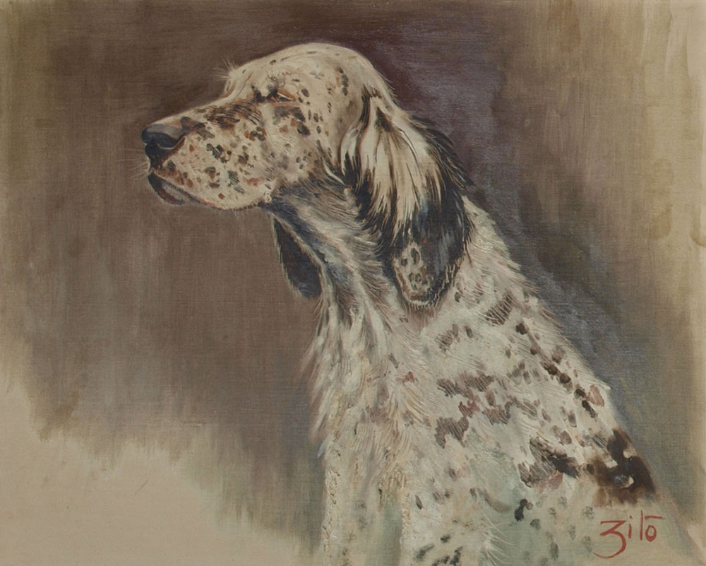 PAINTING OF AN ENGLISH SETTER DOG