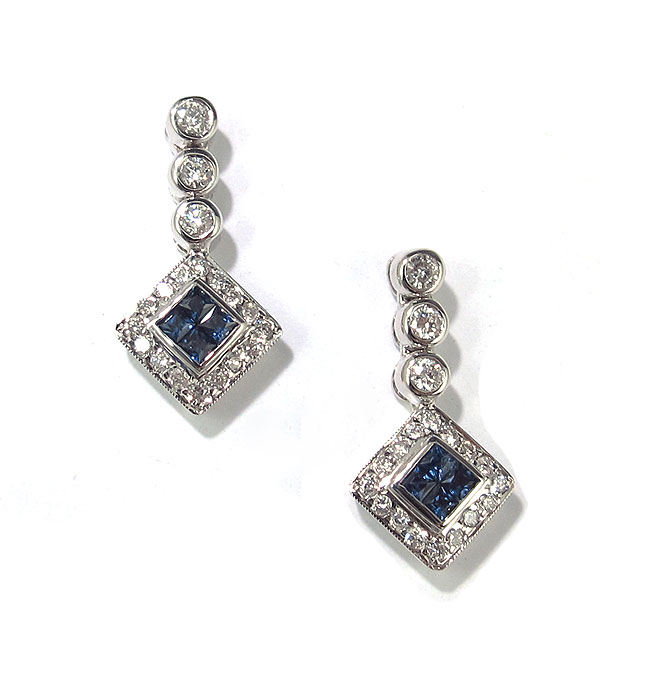 14K DIAMOND SAPPHIRE EARRINGS  146a63