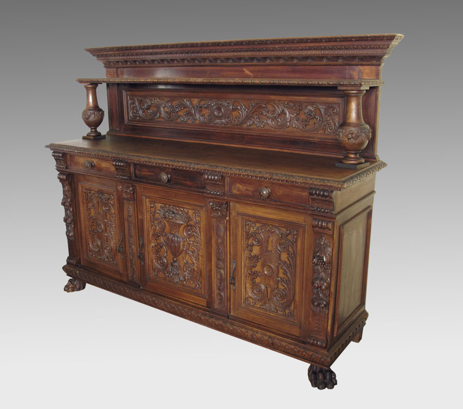 ELABORATELY CARVED EDWARDIAN SIDEBOARD  146a66