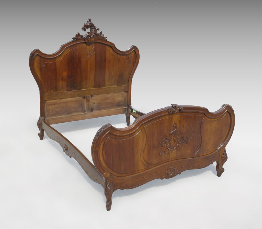 CARVED FRENCH BED: Headboard 65 7/8