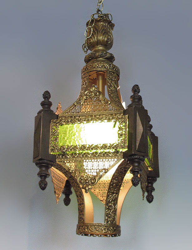 GOTHIC REVIVAL HANGING LAMP Ornate 146a7a