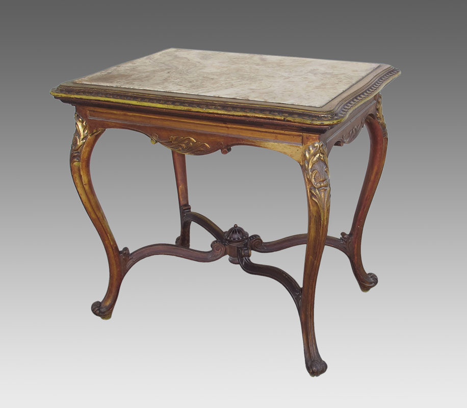 ITALIAN MARBLE TOP SIDE TABLE: Brown