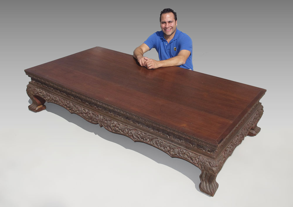 LARGE TEAK CARVED TABLE Carved 146a7c