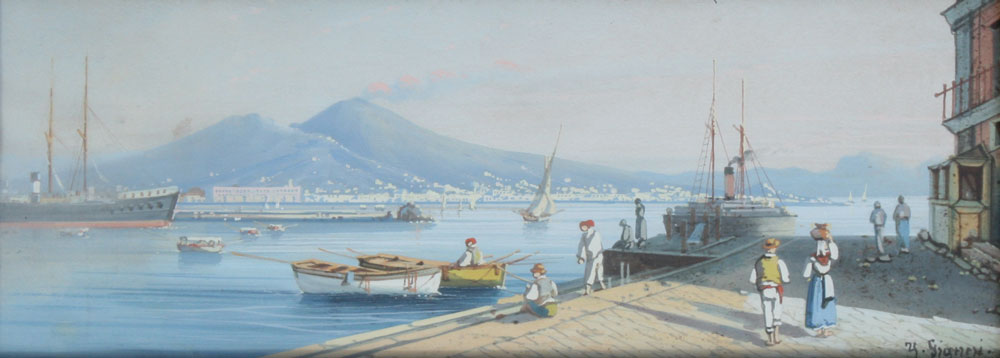 NEAPOLITAN GOUACHE WITH MT VESUVIUS