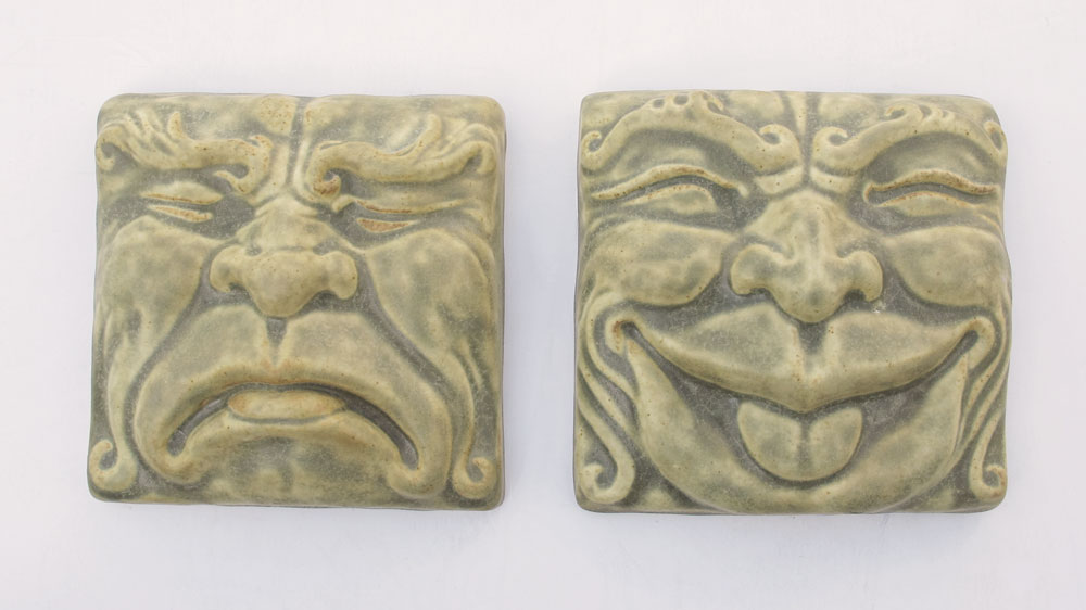 PEWABIC POTTERY COMEDY AND TRAGEDY 146a97